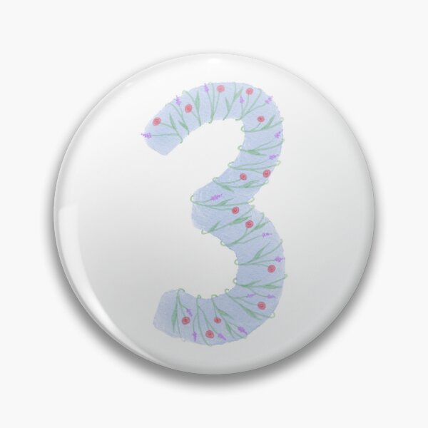 Item preview, Pastel blue number three with flowers designed and sold by ValeryFlame.
