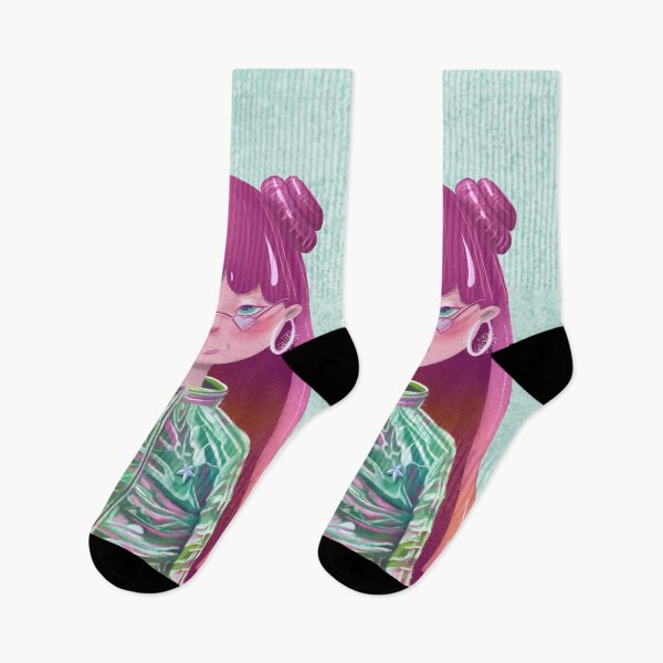 Item preview, Pink hair girl with space buns and holographic T designed and sold by TinaMalajmare.