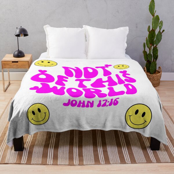 Item preview, Not of this world, hot pink, smile face, and hearts trendy aesthetic Christian Bible verse designed and sold by Emily Roberts.