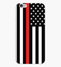 Vinilo o funda para iPhone Bombero: bandera negra y línea roja