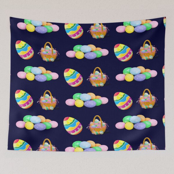 Item preview, happy easter colorful design of easter bunny and eggs basket designed and sold by DahliaBlanche.