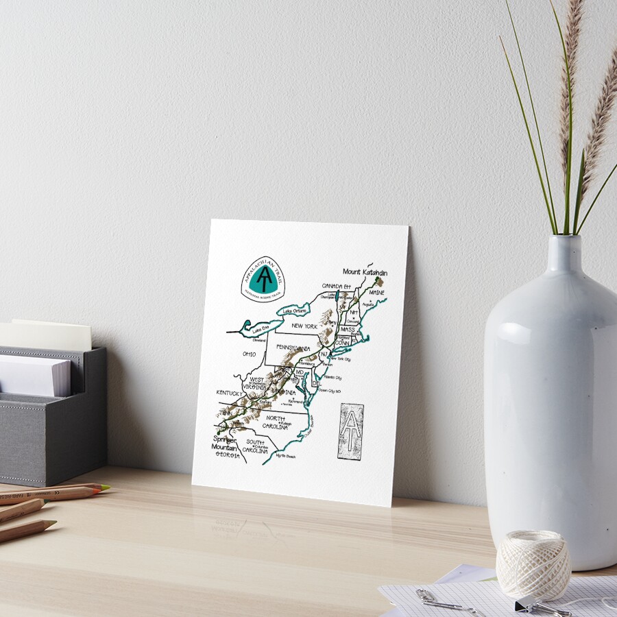 "Appalachian Trail Map" Art Board Print for Sale by ThreadsNouveau