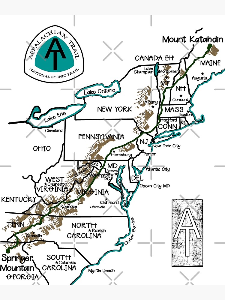 "Appalachian Trail Map" Poster for Sale by ThreadsNouveau Redbubble