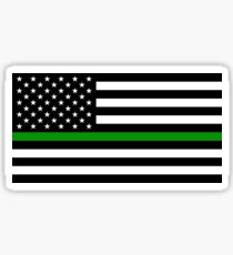 U.S. Flag: Thin Green Line Sticker
