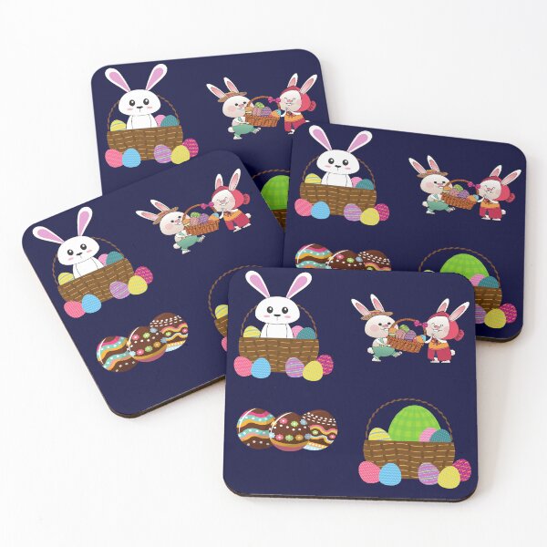 Item preview, happy easter colorful design of easter bunny and eggs basket designed and sold by DahliaBlanche.