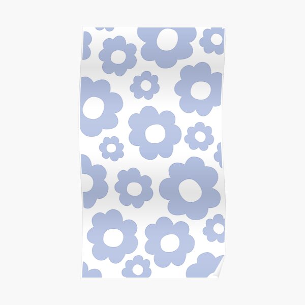 Y2K Blue Bubbly Daisy Design Poster