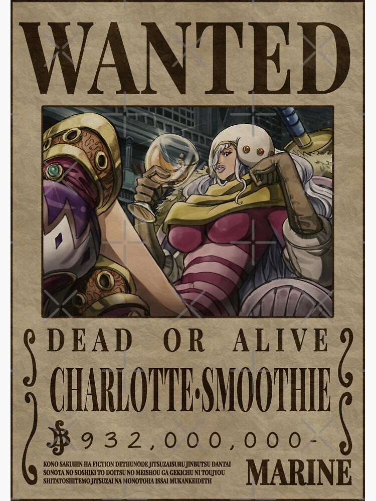 Charlotte Smoothie Wanted One Piece Bounty Poster Sticker By Onepiecewanted Redbubble 9516