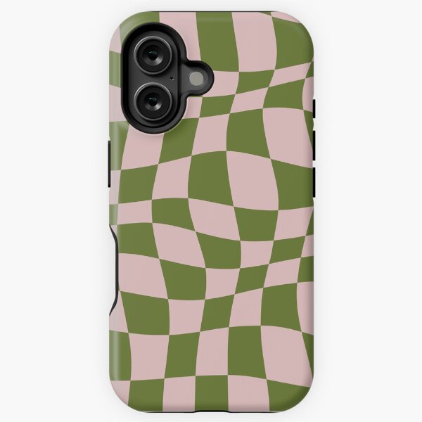 Item preview, Warped Checkered Pattern (pink/olive green) designed and sold by Design Minds Boutique.