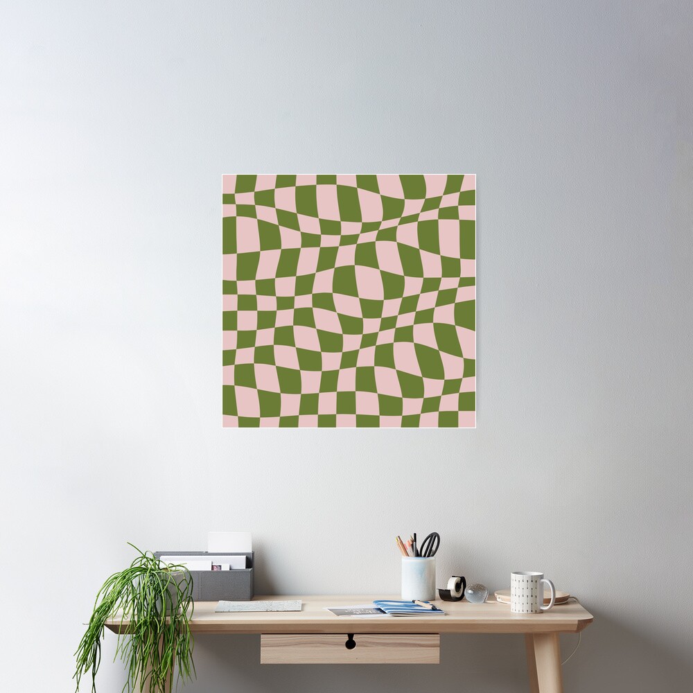 Green and Peach Checker Wrapping Paper by thespacehouse