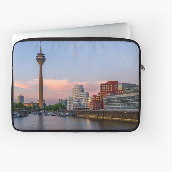 Item preview, Düsseldorf Media Harbor skyline in the evening atmosphere designed and sold by vabels.
