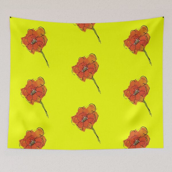 Item preview, Pastel Colored Floral Pattern / Red Abstract Poppy Aesthetic, For Flower Lovers & Nature Lovers  designed and sold by haRexia.
