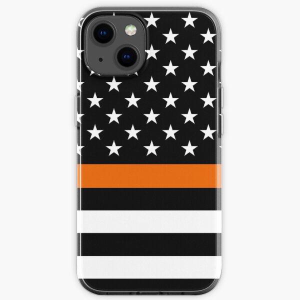 Bandera de EE. UU .: delgada línea naranja Funda blanda para iPhone