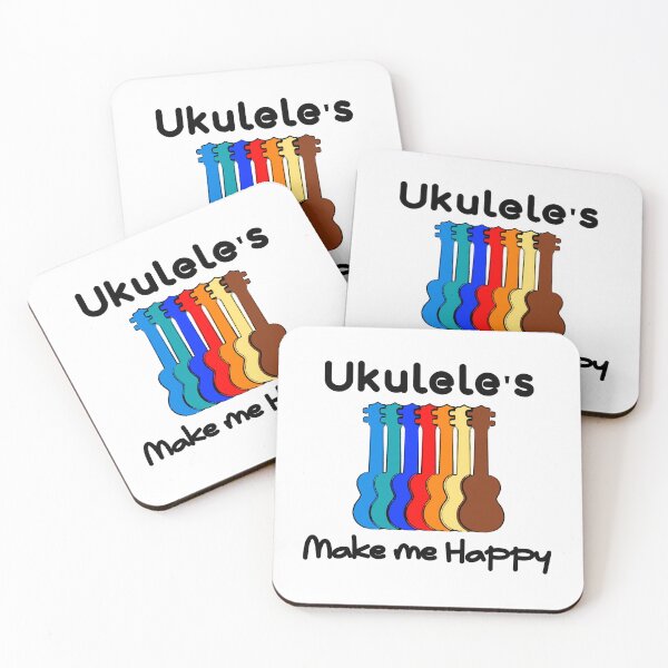 Item preview, Ukulele's make me happy quote black designed and sold by NerdnGeekshop.