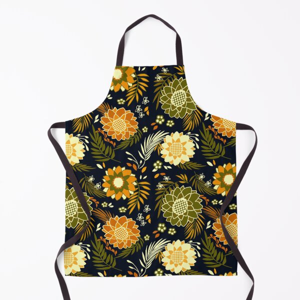 Item preview, Retro Orange Green Flowers Black Background Pinwheel and leaves  designed and sold by WildCanyon.