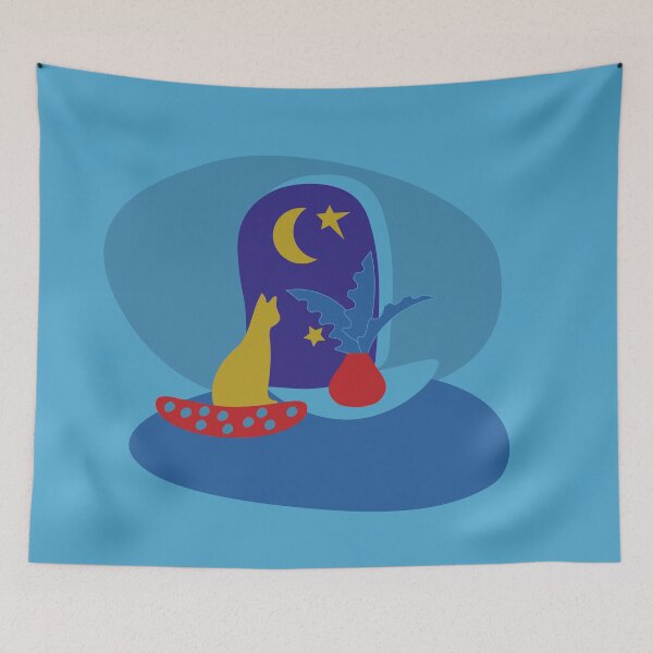 Item preview, Cat Room Window Crescent Moon Night designed and sold by Anna Lemos.