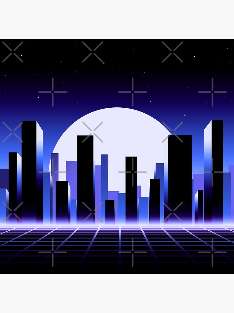 Thumbnail 3 of 3, Sticker, Synthwave City designed and sold by djspacegr.