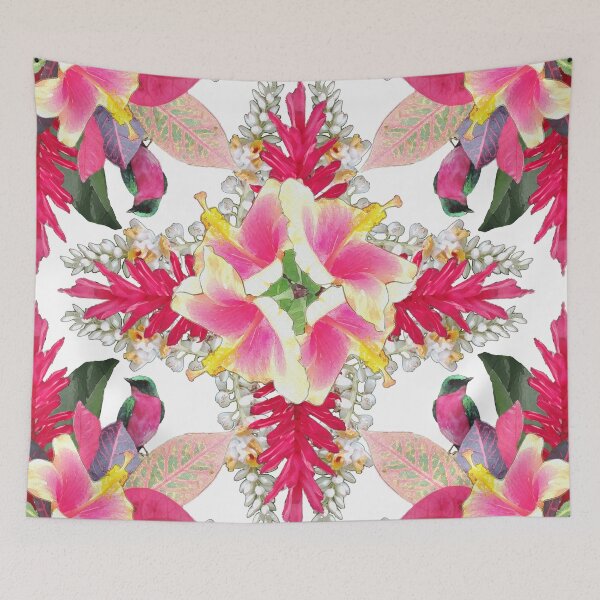 Item preview, Hawaiin Bird and Flower kaleidoscope digital painting - Tropical designed and sold by BrushIdyl.
