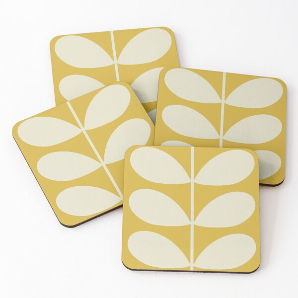 orla kiely multi stem, yellow,white,kiely pattern,orla kiely design Coasters (Set of 4)
