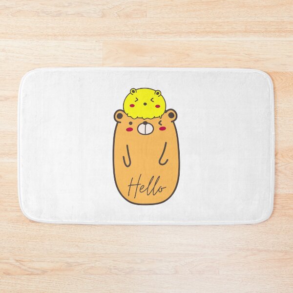 Item preview, Cute Orange bear his small friend - Cute lovely bear with hello quote designed and sold by Mount Rock.