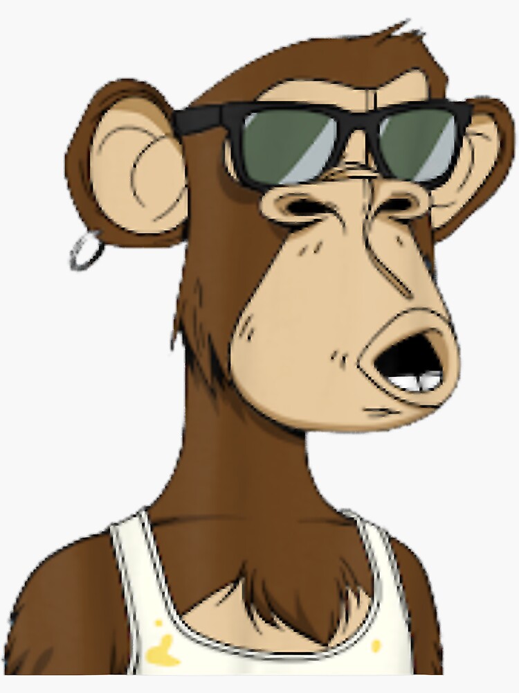 Pegatina «Atuendo NFT inspirado en Bored Ape Yacht Club, Cool Shades