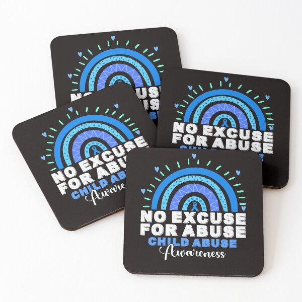 Item preview, No For Child Abuse Excuse Prevention Month April Blue Ribbon designed and sold by TomGiantDesigns.