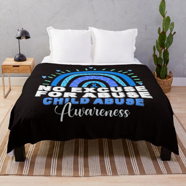 Item preview, No For Child Abuse Excuse Prevention Month April Blue Ribbon designed and sold by TomGiantDesigns.