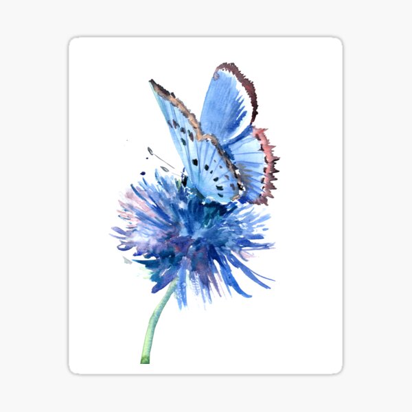 Item preview, Blue Butterfly and Blue Flower designed and sold by surenart.