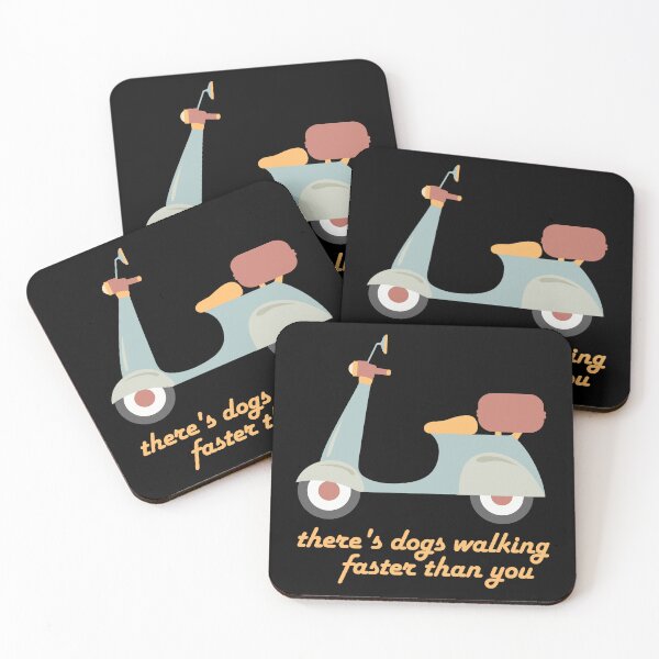 Item preview, Moped in fun retro colors, "dogs walking faster than you" (Izzard quote) designed and sold by Ofeefee.