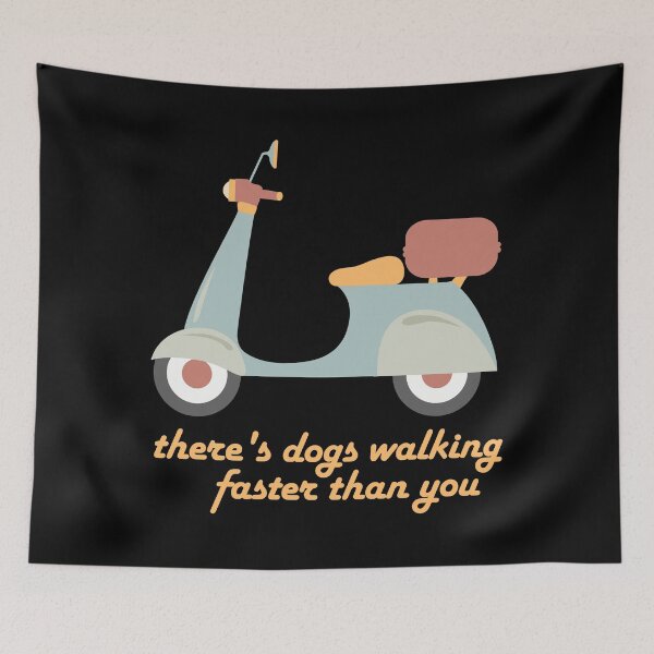 Item preview, Moped in fun retro colors, "dogs walking faster than you" (Izzard quote) designed and sold by Ofeefee.