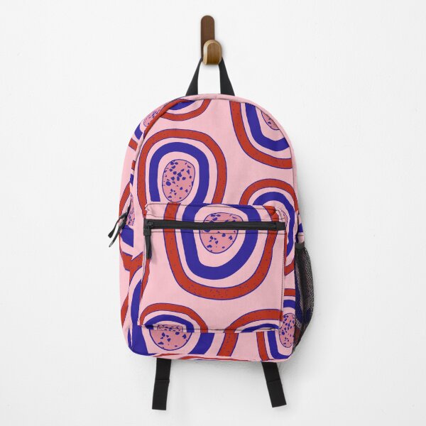 Item preview, Funky abstract blue and red circles pattern designed and sold by Thegentleshop.