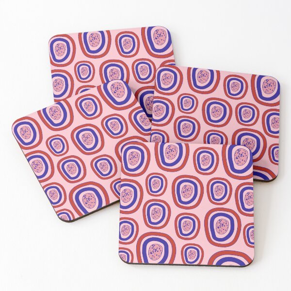 Item preview, Funky abstract blue and red circles pattern designed and sold by Thegentleshop.