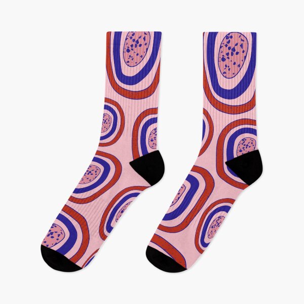 Item preview, Funky abstract blue and red circles pattern designed and sold by Thegentleshop.