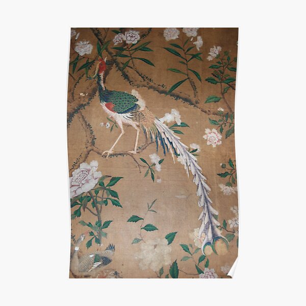 Antique French Chinoiserie in Tan & White Poster