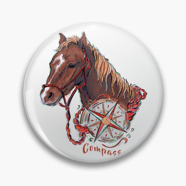 Item preview, Rescue Horse Compass Illustrated Art  designed and sold by EmeraldArtwork.