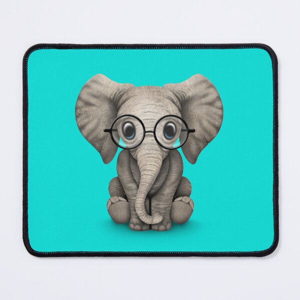 Item preview, Cute Baby Elephant Calf with Reading Glasses on Blue designed and sold by JeffBartels.