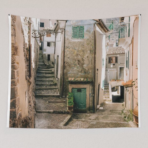 Item preview, Old street & pink Italian houses - roads intersection  designed and sold by anisbbmbrush.