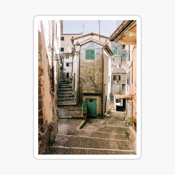 Item preview, Old street & pink Italian houses - roads intersection  designed and sold by anisbbmbrush.