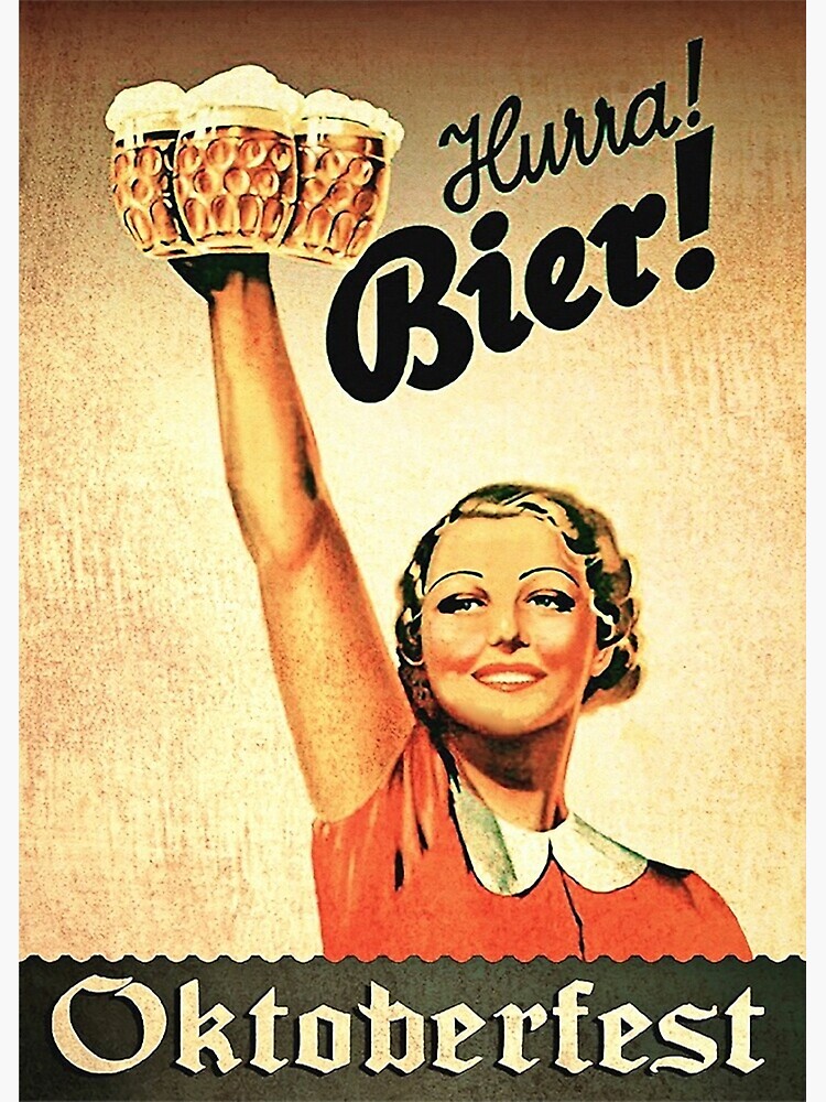 Disover Poster Vintage 1930s Oktoberfest Hurra Bier Premium Matte Vertical Poster