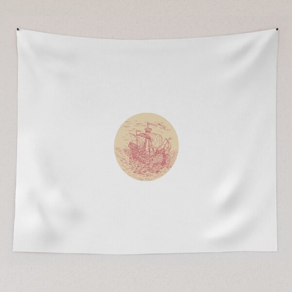 Item preview, Tall Ship Sailing Stormy Sea Oval Drawing designed and sold by patrimonio.