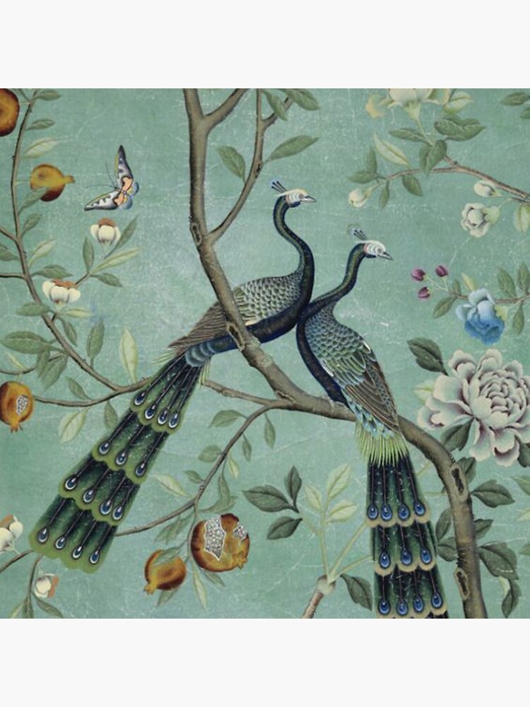 A Teal of Two Birds Chinoiserie by TheChinoiserie