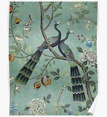 Eine Knickente der zwei Vogel-Chinoiserie Poster
