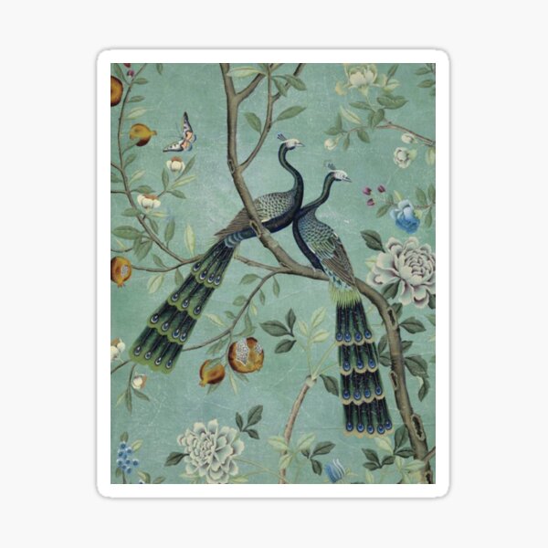 A Teal of Two Birds Chinoiserie Sticker