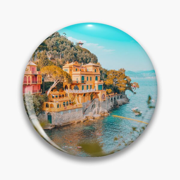 Item preview, Pink and orange houses in Manarola Town in Cinque Terre , five lands - Italy  designed and sold by anisbbmbrush.