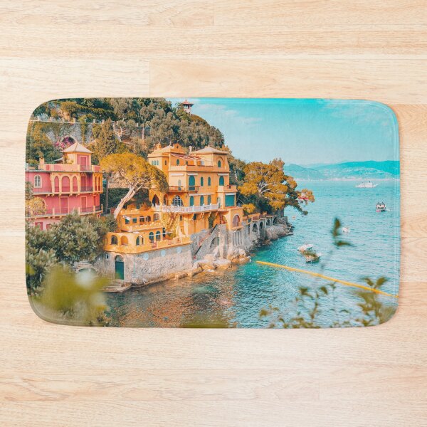 Item preview, Pink and orange houses in Manarola Town in Cinque Terre , five lands - Italy  designed and sold by anisbbmbrush.