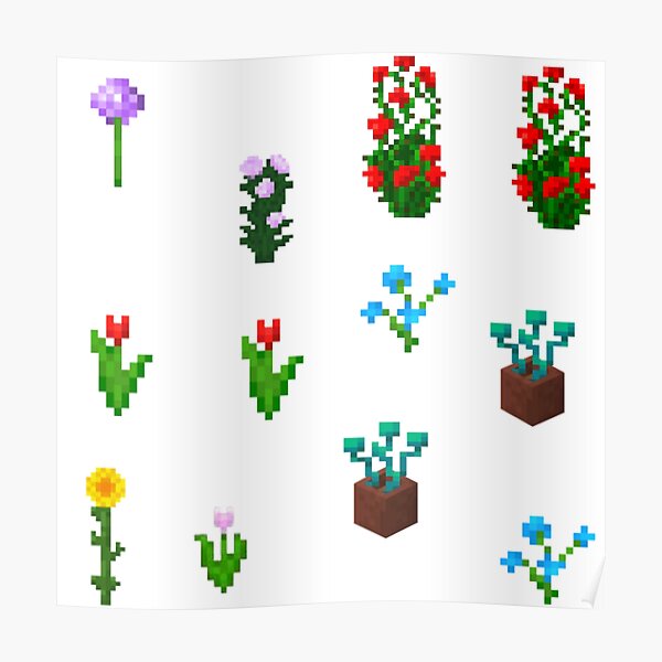 "minecraft flower mix pack" Poster for Sale by madraso Redbubble