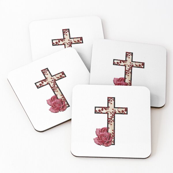 Item preview, Christian cross with red roses designed and sold by Meo Design.