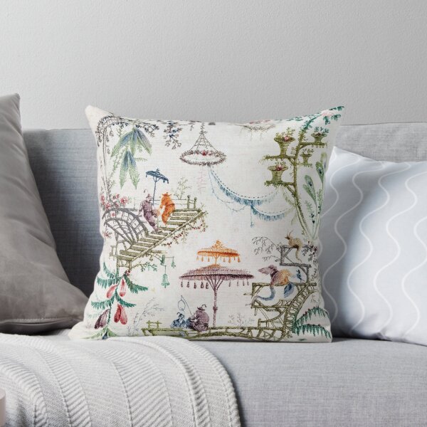 Enchanted Forest Chinoiserie Throw Pillow