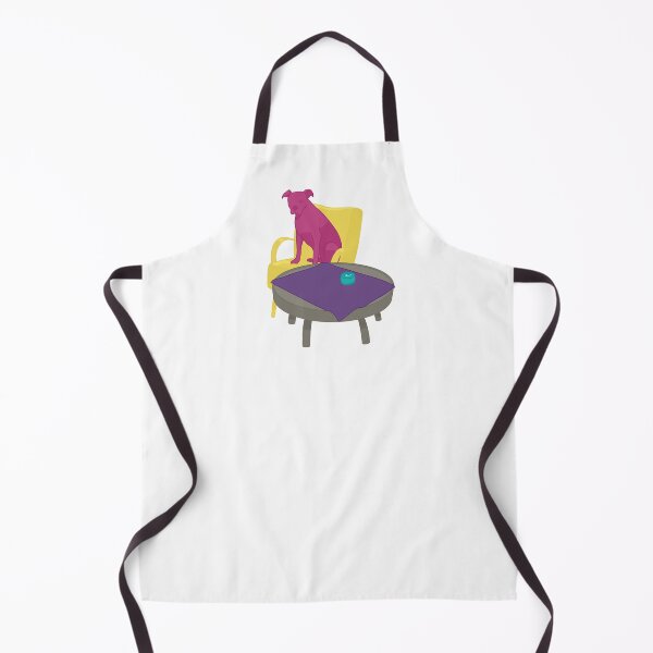 Item preview, One-eyed Pink Dog Waiting for a Coffee Sitting in a Yellow Chair designed and sold by marie-inks.