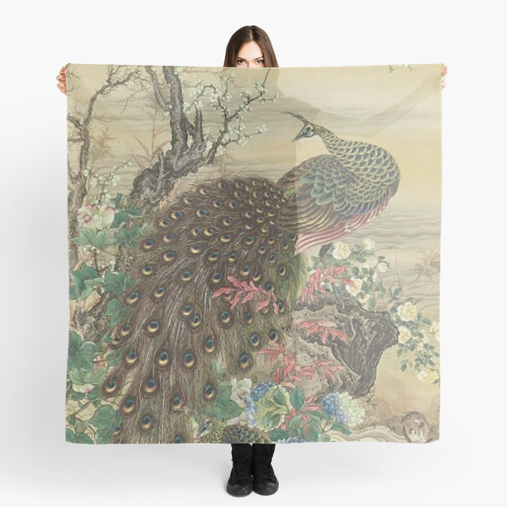 Lady Peacock Chinoiserie Scarf