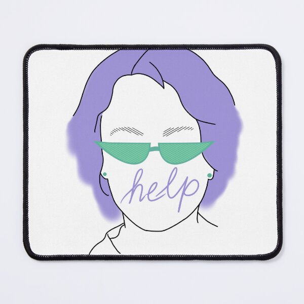 Item preview, Retro Purple Lady with Mint Green Sunglasses and Handwritten Help designed and sold by marie-inks.
